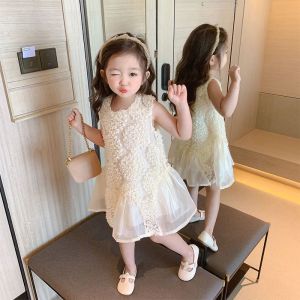 Girls Dress Sleeveless Girl Princess Dress Gauze Dress Summer New Summer Childrens Sundress 0207