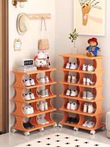 Mobile Shoe Rack Simple Design with Wheels Space Saving Multi Layered Storage for Entryway Dormitory Plastic Shoe Organizer