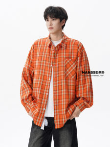 เสื้อเชิ้ตลายสก็อตแขนยาวสไตล์อเมริกัน ทรงหลวม ทรงลำลอง สำหรับผู้ชายและผู้หญิง ฤดูใบไม้ร่วง 2025 แบรนด์ใหม่ เสื้อเชิ้ตคู่