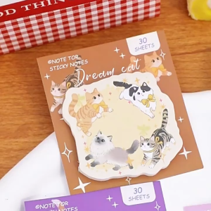 30Sheets Cartoon Animal Sticky Notes Creative Memo Pads Cat Puppy School Stationery