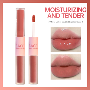 2 in 1 Matte Lip Clay + Glasir Bibir Mengkilap / Lip Gloss Tahan Lama Berujung Ganda Matte Velvet Lip Gloss Lip Gloss Mengkilap -🌹Tamia