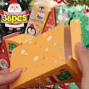 กล่องของขวัญพับคริสต์มาสแบบทำมือ36ชิ้นกระดาษหลากสีงานแต่งงานเทศกาลสร้างสรรค์สำหรับงานเลี้ยงปีใหม่อุปกรณ์บรรจุภัณฑ์ขนมแพ็คตาบอด
