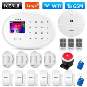 KERUI Home Security Protection WIFI GSM Alarm System Kit W202 Tuya Smart Support Alexa with Door Opening Sensor Motion Detector