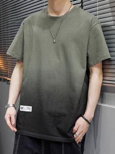 ROMON | Lomond Pure Cotton Short Sleeve T-Shirt Mens Summer Thin Ice Silk Round Neck Casual Gradient Loose Half Sleeve Top