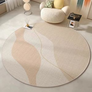 VIKAMA Modern Minimalist Round Rug - Stain-Resistant & Non-Slip Living Room Sofa Mat Office & Study Carpet Home Decor