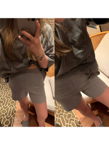 กางเกงขาสั้นสีดำเอวสูงลำลองสำหรับผู้หญิง กางเกงวอร์มปั่นจักรยาน กางเกงขายาวทรงหลวม กางเกงขายาวทรงหลวม ฤดูใบไม้ผลิและฤดูร้อน