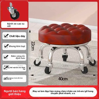 Ghế Đôn JINBAIRUI Bằng Thép Không Gỉ Có Bánh Xe Xoay Đa Năng
