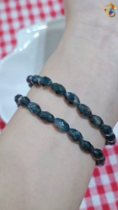 Premium Grade Natural Faceted Barrel Moss Agate Bracelet