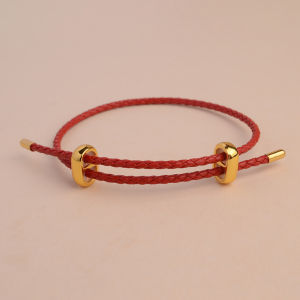Adjustable Hand Cord Bracelet Large Hole Bead Rope Red Rope Zodiac Year Leather Rope through Transient Xiu Couple Simple Ethnic Style