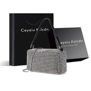 Elegant Evening Clutch Bag Womens New 2025 Diamond Encrusted Water Diamond Chain Handbag Soft Pillow Shape Casual Leisure