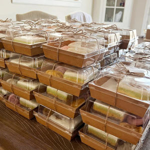 10pcs Kraft Paper Cake Cookie Boxes with Clear Lids Macaron Donut Dessert Pastry Gift Box Food Container Birthday Party supplies