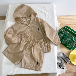 Childrens Summer Sun Protection Suit Set Breathable Boys Summer Outfit Trendy Polyester Fiber Zipper Closure Long Sleeve+Pants