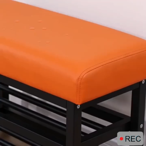 SG Stock 3 Tier Shoe Bench with Cushioned Seat | Heavy Duty Metal Frame Shoe Rack | Faux Leather Padded Entryway Storage