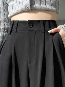 Black High Waist Suit Wide Leg Pants Womens Casual Commute Style Straight Cut Trousers Spring Autumn New Arrival Slimming Effect