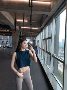 Sports Vest Summer Sleeveless Quick-Drying T-Shirt Womens Workout Clothes Outwear Thin Loose Blouse Short Crop Top Yoga