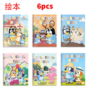 6/12/24pcs Bluey Bingo Anime Figure Color Diy Coloring Book Cartoon Graffiti Painting Book Children Puzzle Drawing Toys