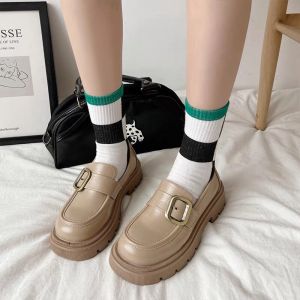 [CÓ SẴN] Giày lười/ loafer/ giày moca da có vân trang trí khoá màu đồng gót cao 4.5 cm thanh lịch trang nhã vintage