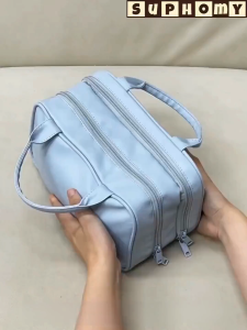 💖SG local stock💖Makeup bag Makeup Pouch Cosmetic bag Toiletries bag large capacity PU leather 化妆包