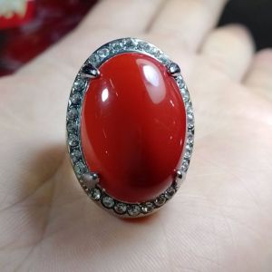 Cincin batu akik Marjan siap pakai Dimensi 18×25