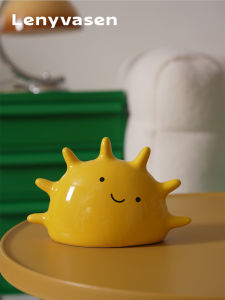 Lenyvasen สีครีม กล่องกระดาษทิชชูเซรามิคสไตล์ Sun ดีไซน์ ห้องนั่งเล่นตกแต่ง ศิลปะ เครื่องประดับ เรียบง่าย ตกแต่งบ้านโมเดิร์น