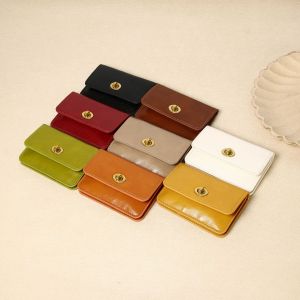 JIFANPAUL | New Korean Style Simple Solid Retro Lock Snap Multi-layer Card Wallet for Women