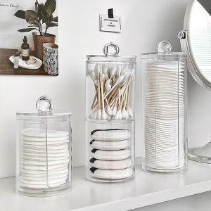 M.G. Cosmetic Cotton Storage Box Transparent Makeup Remover Cotton Box Cotton Swab Storage Box with Lid