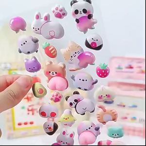 สติกเกอร์ติดก้นรูปลูกพีช 3 มิติสุดนุ่มน่ารักสำหรับการบีบและเล่น เหมาะสำหรับสมุดบันทึกและโปสเตอร์ของเด็กผู้หญิง