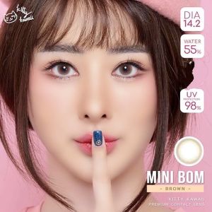 Softlens Mini Bom Brown Dia.14.2 mm Normal & Minus ( -0.50 s/d -10.00 ) Bisa Beda Minus Soflens By Kitty Kawaii Natural Look