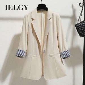 IELGY Small Blazer Womens Korean Style Slim Thin Section Three-quarter Sleeve Suit Top