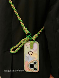 Huawei Pura70Pro+ Phone Case Womens Crossbody Simple Ins Graffiti Smiley Face Mate60Pro+ Adjustable Lanyard Compatible P60/P50/P40 pro Popular Female Full Cover