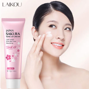 LAIKOU Cherry Blossom Suyan Cream Moisturizing Lazy Face Cream Tone up Brighten Skin Care Products Waterproof Sweatproof 30g