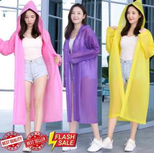 Jas Hujan Eva Raincoat DEWASA transparan / Mantel Hujan Korea Poncho terusan TEBAL - READY STOCK