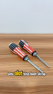 Obeng Bolak Balik 2in1 Gagang Karet Motif Bendera Amerika Obeng Plus Minus