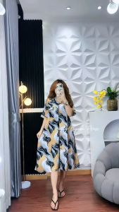 Piyama Daster Baju Tidur Lily Dress DST Busui Friendly Rayon Motif Labubu