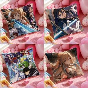 Bandai | Sword Art Online Premium Character Series Plush Pillow Cover Soft Short Plush Cushion Cover For Sofa Bedroom Home Decor Gift