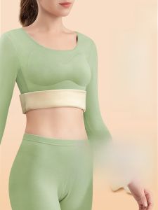 DREAM TIME | Thickened Fleece Womens Thermal Underwear Top With Built-in Chest Pad Self-heating Winter Warm Base Layer Shirt