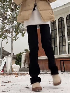 กางเกงยีนส์ทรงตรงเอวกลางหนาสำหรับผู้ชาย กางเกงขายาวทรงสลิมฟิตสำหรับฤดูหนาว สไตล์ฮิปฮอป สไตล์อเมริกัน แฟชั่นสตรีท กางเกงยีนส์ทรงสลิมฟิต