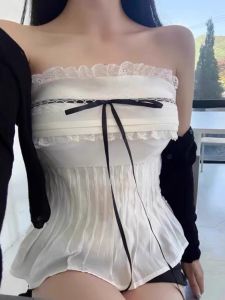 Áo Vest Hở Vai Ren Ôm Vừa Vặn Dongda Gate Pure Desire Ceiling Dành Cho Nữ Áo Vest Hở Vai Ren Đa Năng Mùa Hè 2025