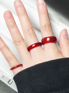 Natural Carnelian Blype Ring Little Finger Ring Agate Jade Mens and Womens Rings Birth Year Red Jade Ring
