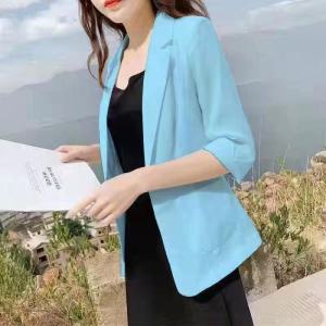 Linen Short Womens Jacket Casual Thin Sleeveless Summer Spring Fashion Fit Seven-Bit Sunscreen Lightweight Small Western Wear