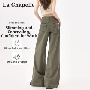 La Chapelle | Grass Green Low Waist Slimming Flared Wide Leg Jean Womens Pants