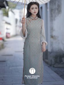 Vintage Chiffon Qipao Green