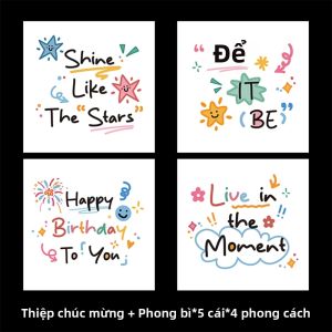 Mr.Paper 20 CÁI Bộ Thiệp Chúc Mừng Sinh Nhật Đầy Màu Sắc Giấy Vuông Sáng Tạo Mặt Sau Trống Để Viết Tin Nhắn Gói Sinh Nhật