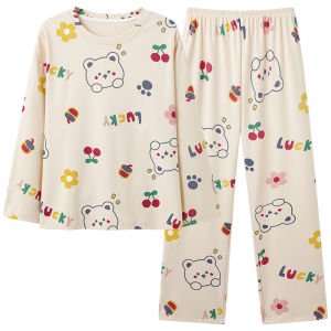 Miiow | Catwoman Sleepwear 100% Pure Cotton Spring Autumn Long Sleeve Outwear Cartoon All Cotton Girl Home Clothes Set Casual Comfortable