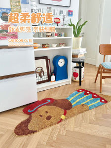 Adorable Plush Dog Shaggy Carpet Water Absorbent Living Room Bedroom Home Decor Cushion Soft Cartoon Style Rug Mat