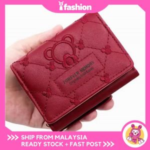 iFASHION 1616 Woman Cute Bear Short Small Wallet Bag Coins Card Purses Pouch Wanita Beg Duit Kecil Dompet Murah Wanita
