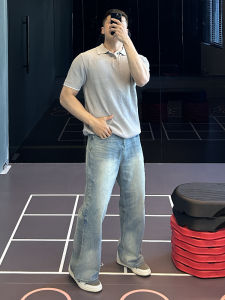Blue Retro Flared Denim Trousers