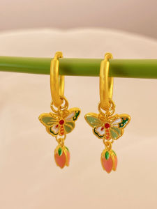 Elegant National Style Butterfly Love Flower Womens Earrings Unique Luxury Feel Trendy Fresh out Copper Alloy Jewelry