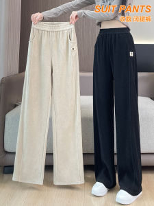 กางเกงขายาวทรงหลวมสไตล์สปอร์ตสำหรับผู้หญิง ฤดูใบไม้ร่วง/ฤดูหนาว กางเกงขายาวทรงหลวมแบบหนา ทรงลำลอง ผ้าคอร์ดูรอย ทรงต้นไม้ ทรงหลวม ทรงหลวม