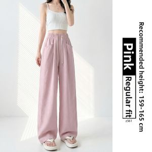 YAYANGREN | White Iced Silk Lightweight Summer Pants Casual Loose Smaller Height Friendly Japanese Style Wide Leg